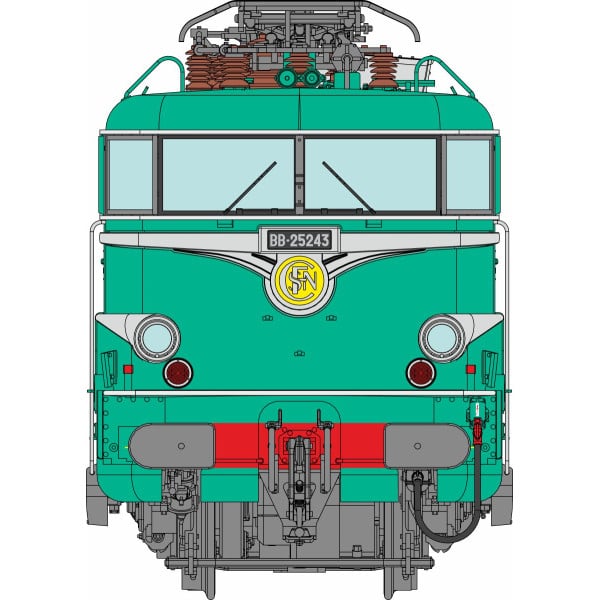 [HO] : Locomotive électrique BB 25243 Livrée verte, MARSEILLE avec jupes et vitres d'angles, Ep. IV, AC Sound 3 rails - MB253SAC