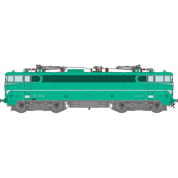 [HO] : Locomotive électrique BB 20005 Prototype, Livrée verte, DOLE, Ep. III-IV, Analogique - MB256