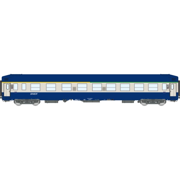 [HO] : Set de 2 voitures UIC couchettes B9c9x/A4c4B5c5, toit haut bleu, SNCF, Ep. V- VB514