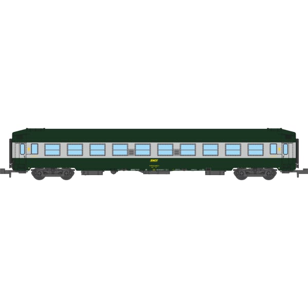 [N] : Coffret de 2 Voitures UIC couchettes B9c9 Vert / Alu Livrée C160, Ep. IV, SNCF – MIKADOTRAIN NW344