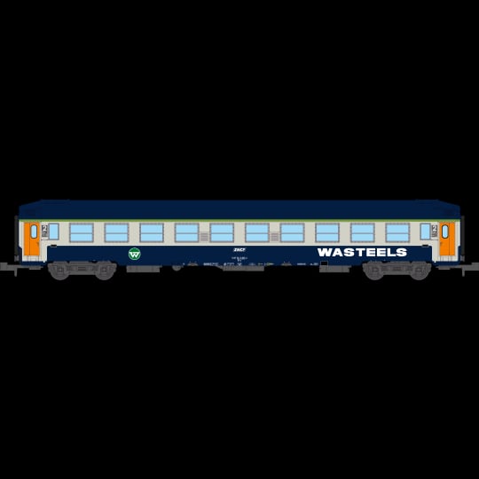 [N] : Coffret de 2 Voitures UIC couchettes B9c9 Bleu / Gris « WASTEELS » à cartouches Corail, Ep. IV-V, SNCF – MIKADOTRAIN NW348