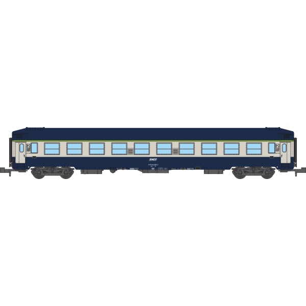 [N] : Coffret de 2 Voitures UIC couchettes B9c9 Bleu / Gris logo blanc encadré, Ep. IV-V, SNCF – MIKADOTRAIN NW350