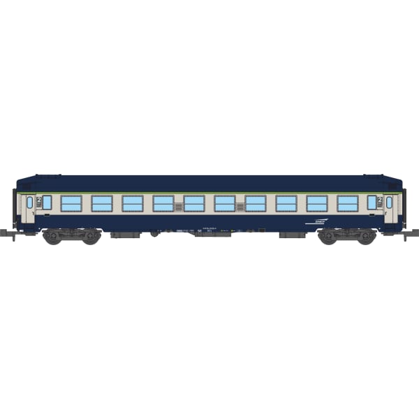 [N] : Coffret de 2 Voitures UIC couchettes B9c9 Bleu / Gris logo casquette, Ep. V, SNCF – MIKADOTRAIN NW354