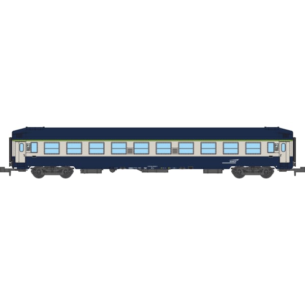 [N] : Coffret de 2 Voitures UIC couchettes B9c9 Bleu / Gris logo casquette, Ep. V, SNCF – MIKADOTRAIN NW354