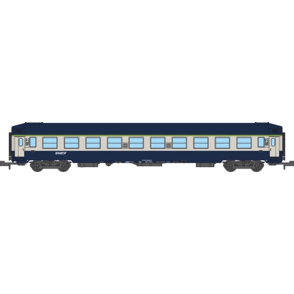 [N] : Coffret de 2 Voitures UIC couchettes B9c9 Bleu / Gris logo nouille, Ep. V, SNCF – MIKADOTRAIN NW352