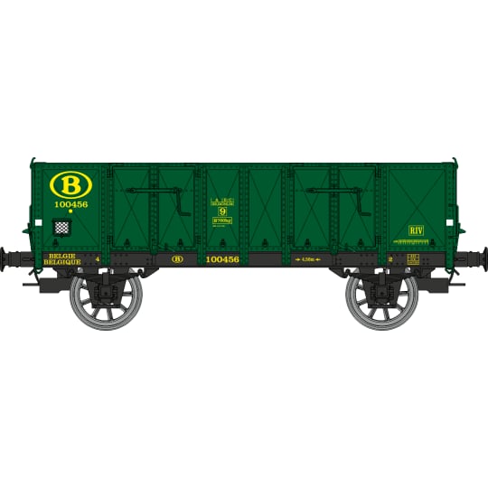 [HO] : Wagon tombereau Ludwigshafen caisse métallique verte, SNCB, Ep. III – WB922