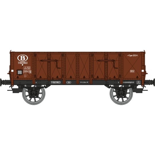 [HO] : Wagon tombereau caisse métallique Ludwigshafen marron, SNCB, Ep. III – WB924