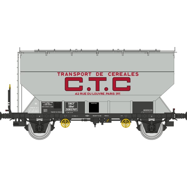 [HO] : Coffret de 2 wagons céréaliers FAUVET-GIREL « CTC », SNCF, Ep. III – WB880