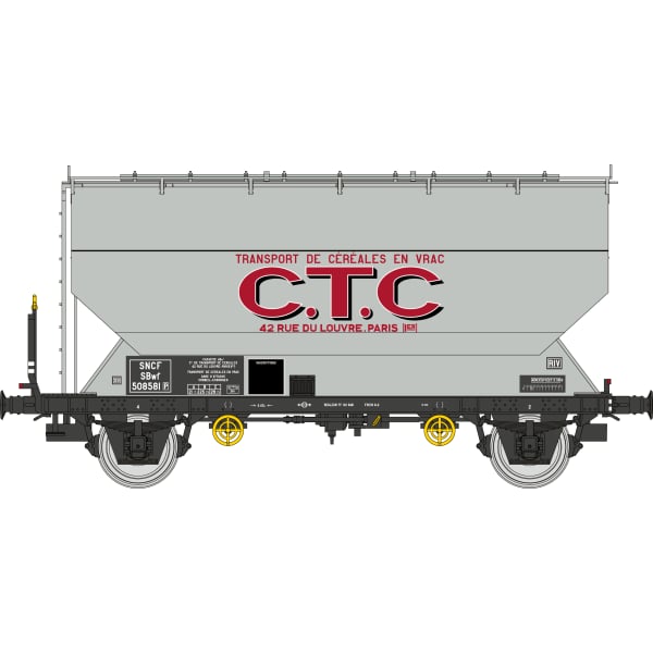 [HO] : Coffret de 2 wagons céréaliers FAUVET-GIREL « CTC », SNCF, Ep. III – WB880