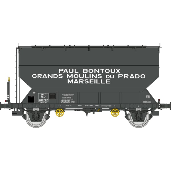 [HO] : Wagon céréalier FAUVET-GIREL « GRANDS MOULINS DU PRADO », SNCF, Ep. III – WB881