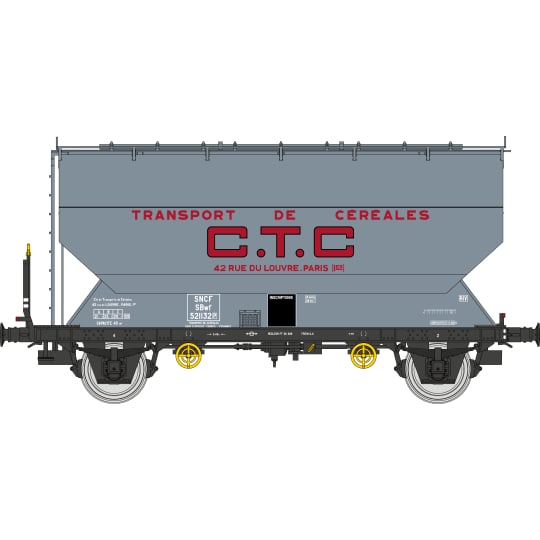 [HO] : Coffret de 2 wagons céréaliers FAUVET-GIREL « CTC », SNCF, Ep. III – WB887