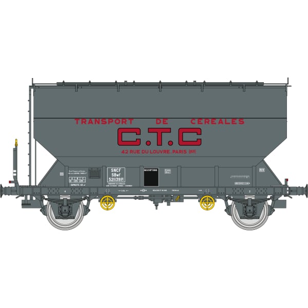 [HO] : Coffret de 2 wagons céréaliers FAUVET-GIREL « CTC », SNCF, Ep. III – WB887