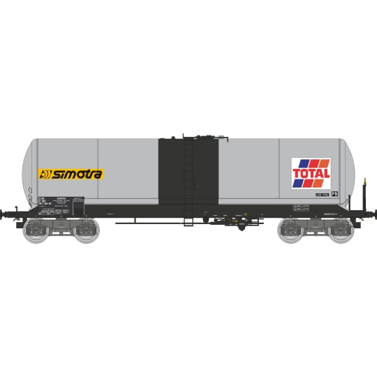[HO] : Coffret de 3 wagons citernes ANF « TOTAL/SIMOTRA », bogies Y23S, SNCF, Ep. V – WB941