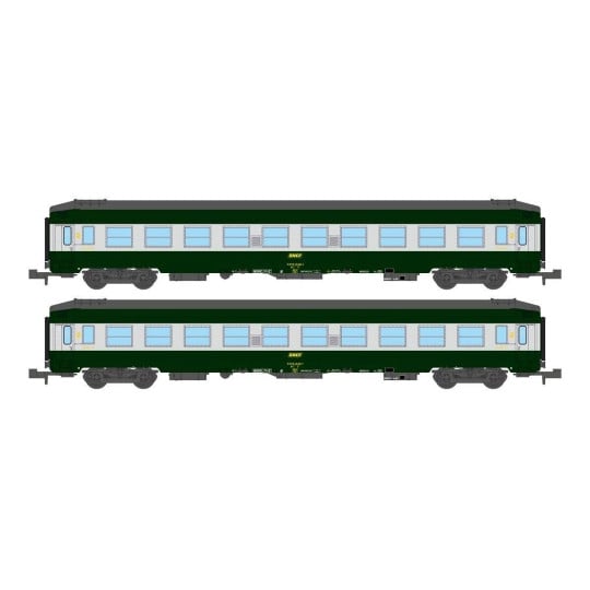 [N] : Coffret de 2 voitures couchettes UIC à toit haut 2ème classe, Livrée vert 160, Ep. IV – MIKADOTRAIN NW187