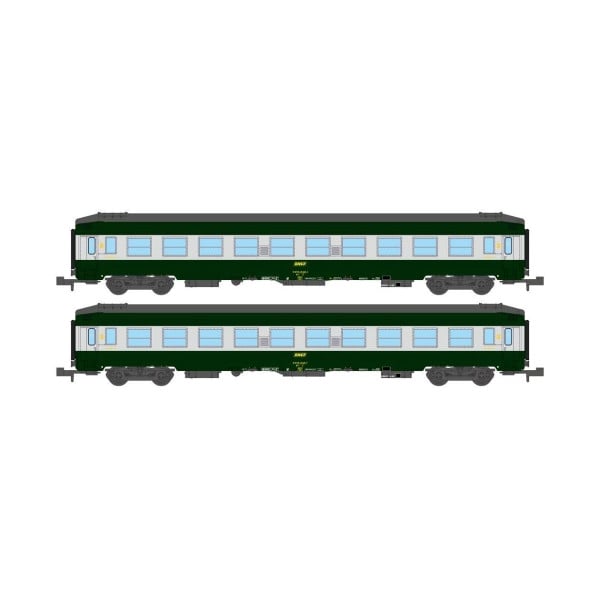 [N] : Coffret de 2 voitures couchettes UIC à toit haut 2ème classe, Livrée vert 160, Ep. IV – MIKADOTRAIN NW187