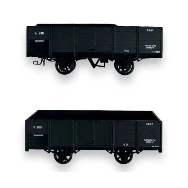 Set de 2 TOMBEREAUX freiné et non freiné, bruns, SNCF, Gv 24