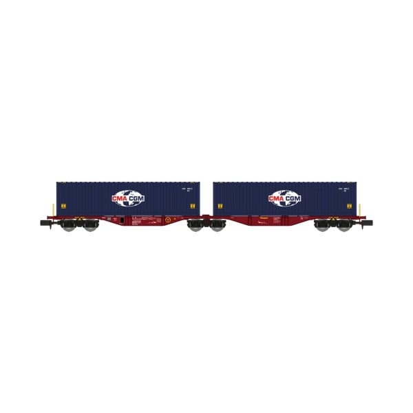 [N] : Wagon Sggmrss 80 TOUAX + 2 conteneurs 40’ CGA-CGM logo « Monde », Ep. VI – MIKADOTRAIN NW288