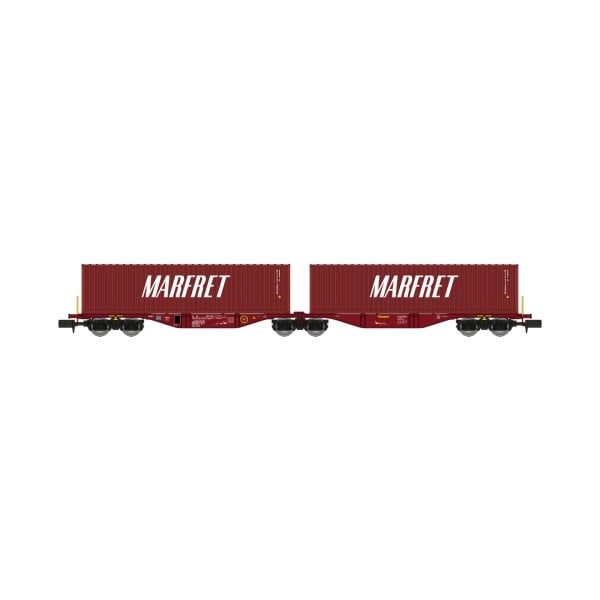 [N] : Wagon Sggmrss 80 TOUAX + 2 conteneurs 40’ MARFRET bruns, Ep. VI – MIKADOTRAIN NW292