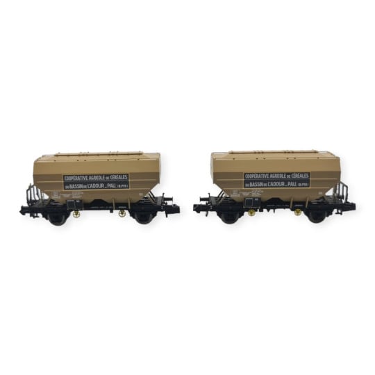[N] : Coffret de 2 wagons céréaliers “Coopérative Agricole de l’Adour”, SNCF Ep. III – MIKADOTRAIN NW306