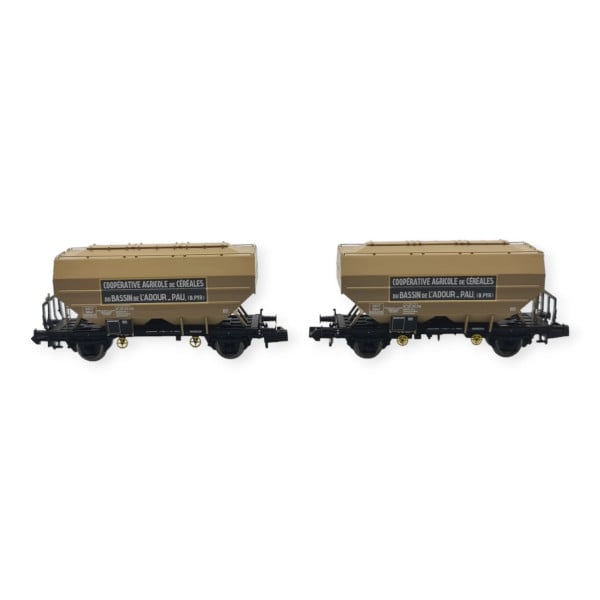 [N] : Coffret de 2 wagons céréaliers “Coopérative Agricole de l’Adour”, SNCF Ep. III – MIKADOTRAIN NW306