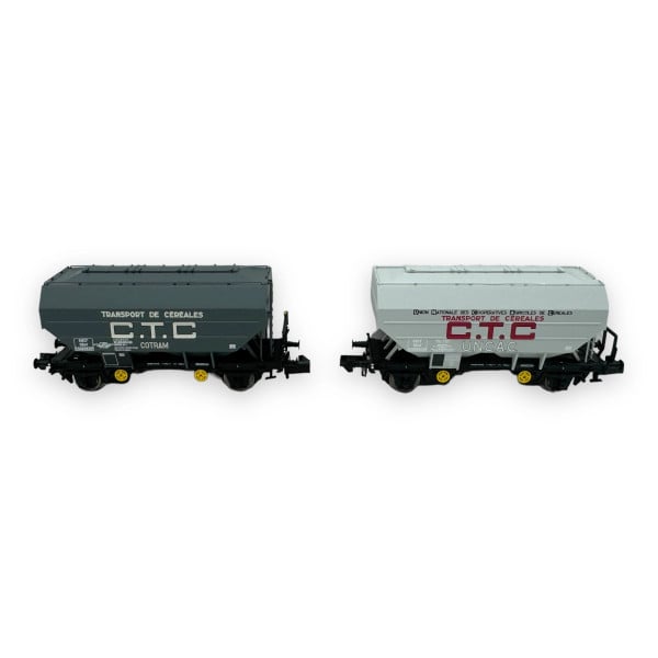 [N] : Coffret de 2 wagons céréaliers “CTC-COTRAM” et “CTC-UNCAC”, SNCF, Ep. III – MIKADOTRAIN NW313
