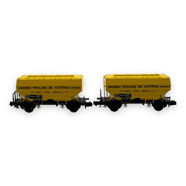 [N] : Coffret de 2 wagons céréaliers “Grands Moulins de Coutras”, SNCF, Ep. III – MIKADOTRAIN NW316