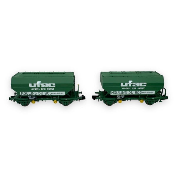 [N] : Coffret de 2 wagons céréaliers “UFAC Moulins Du Bos”, SNCF, Ep. IV – MIKADOTRAIN NW321